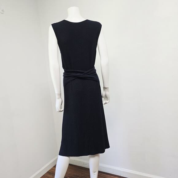 MM LaFleur Dress XL Chell Sleeveless Ribbed Belted Navy Blue V-Neck Stretch - Picture 3 of 13